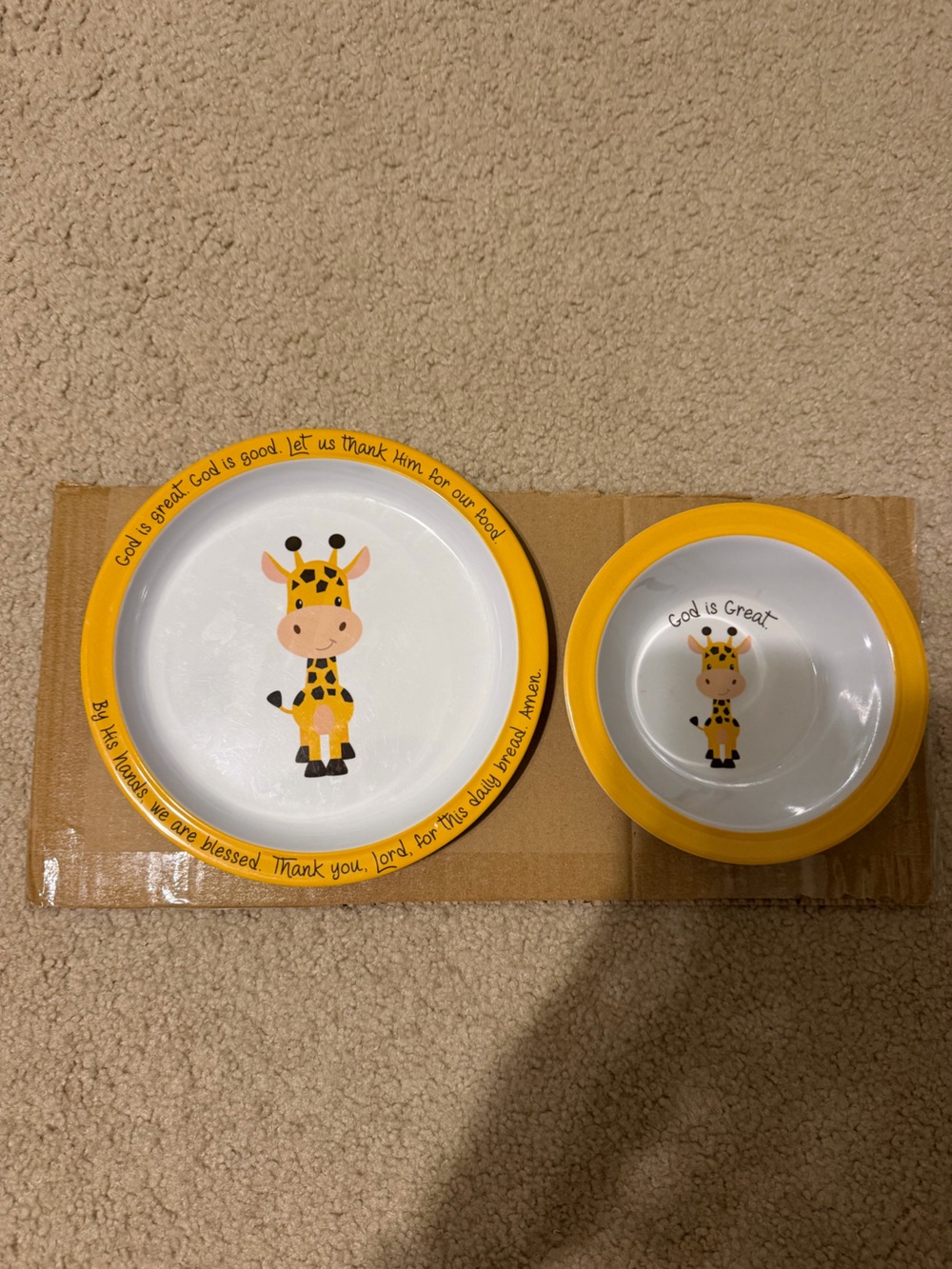 Baby Toddler God is Great Prayer Plate and Bowl Set Melamine